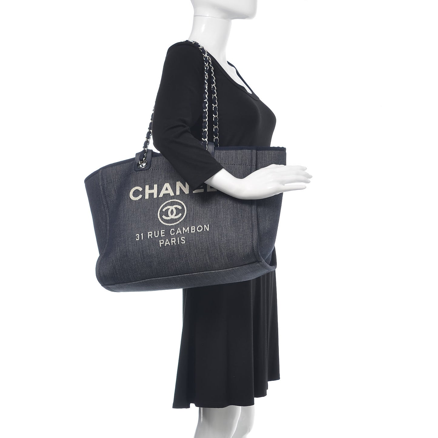 Denim Large Deauville Tote Dark Blue
