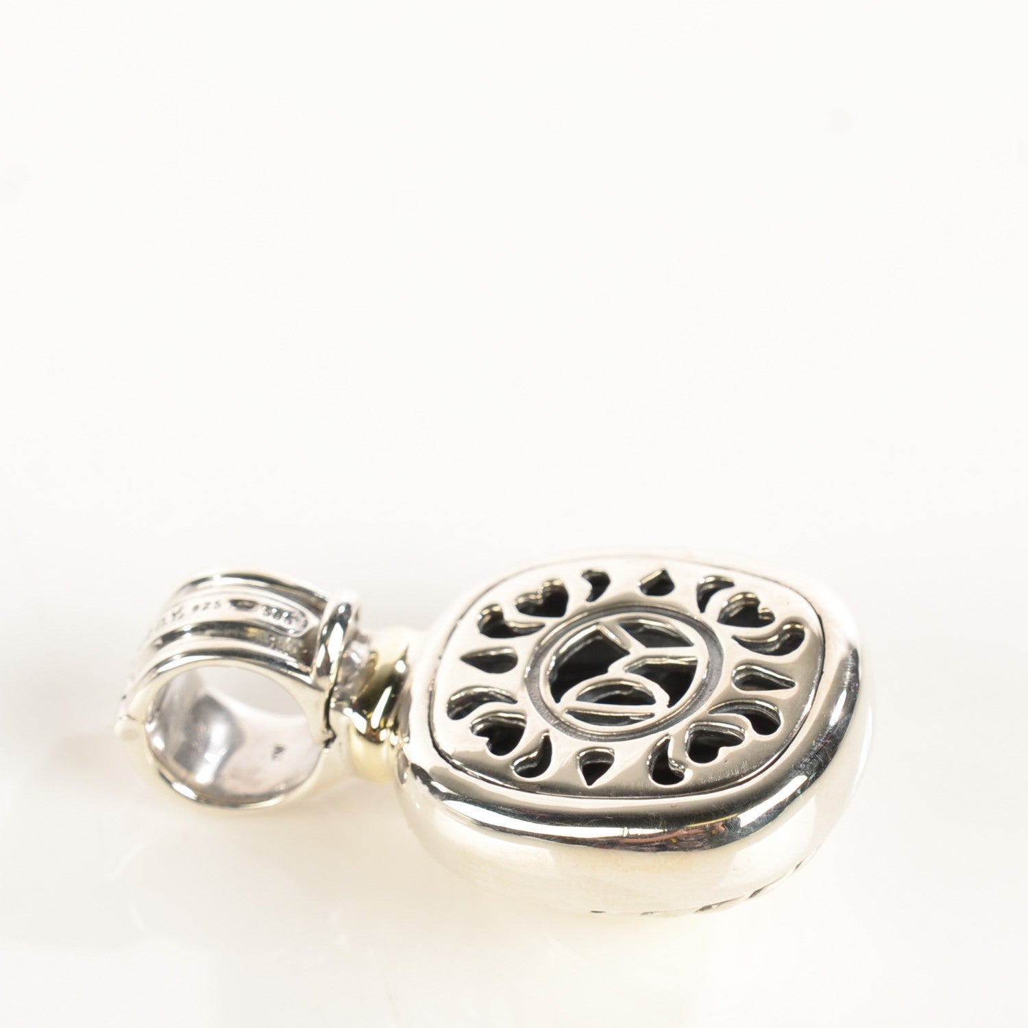David Yurman Sterling Silver 14K Yellow Gold 23mm Dome Albion Enhancer Pendant 3 of 4
