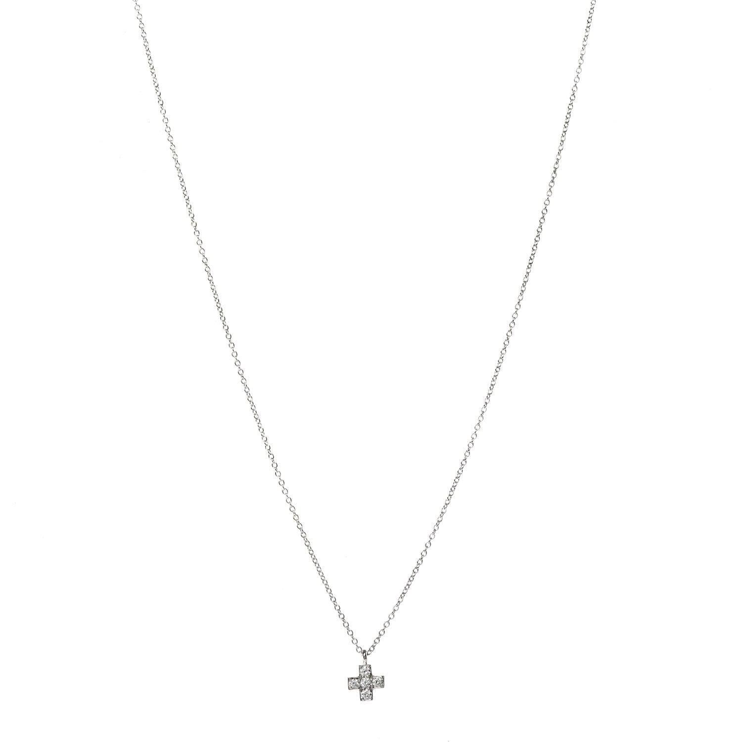 Tiffany Platinum Diamond Cruciform Cross Pendant Necklace 1 of 5