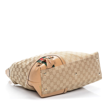 Gucci Monogram Medium Horsebit Tassel Shoulder Bag Natural Beige 4 of 8