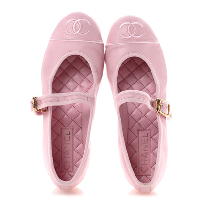Chanel Lambskin Mary Jane Flats 38 Light Pink 2 of 11