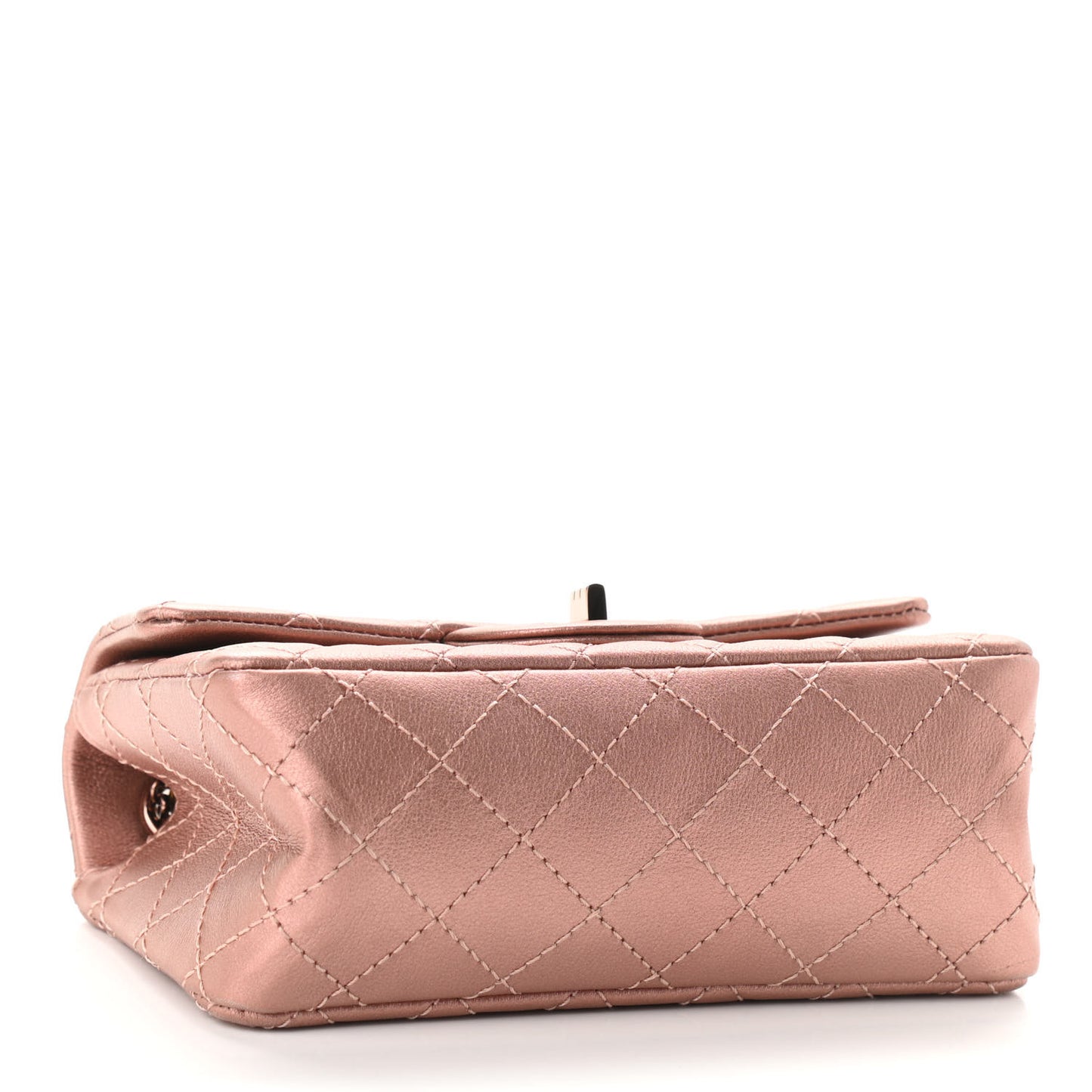 Metallic Grained Calfskin Quilted 2.55 Reissue Mini Flap Copper Pink
