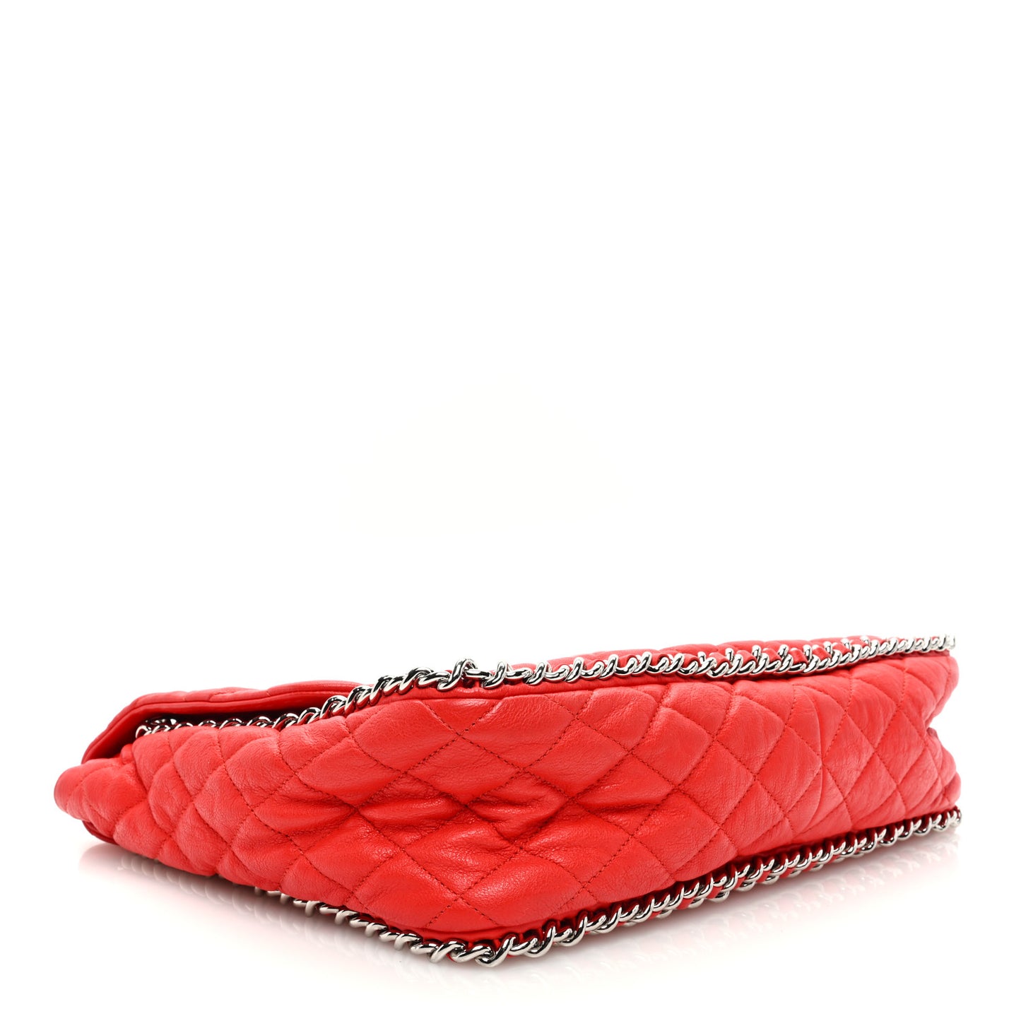Washed Lambskin Quilted Maxi Chain Around Flap Red