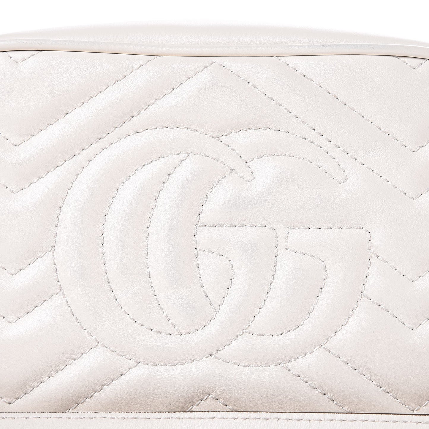 Calfskin Matelasse Mini GG Marmont Chain Shoulder Bag White