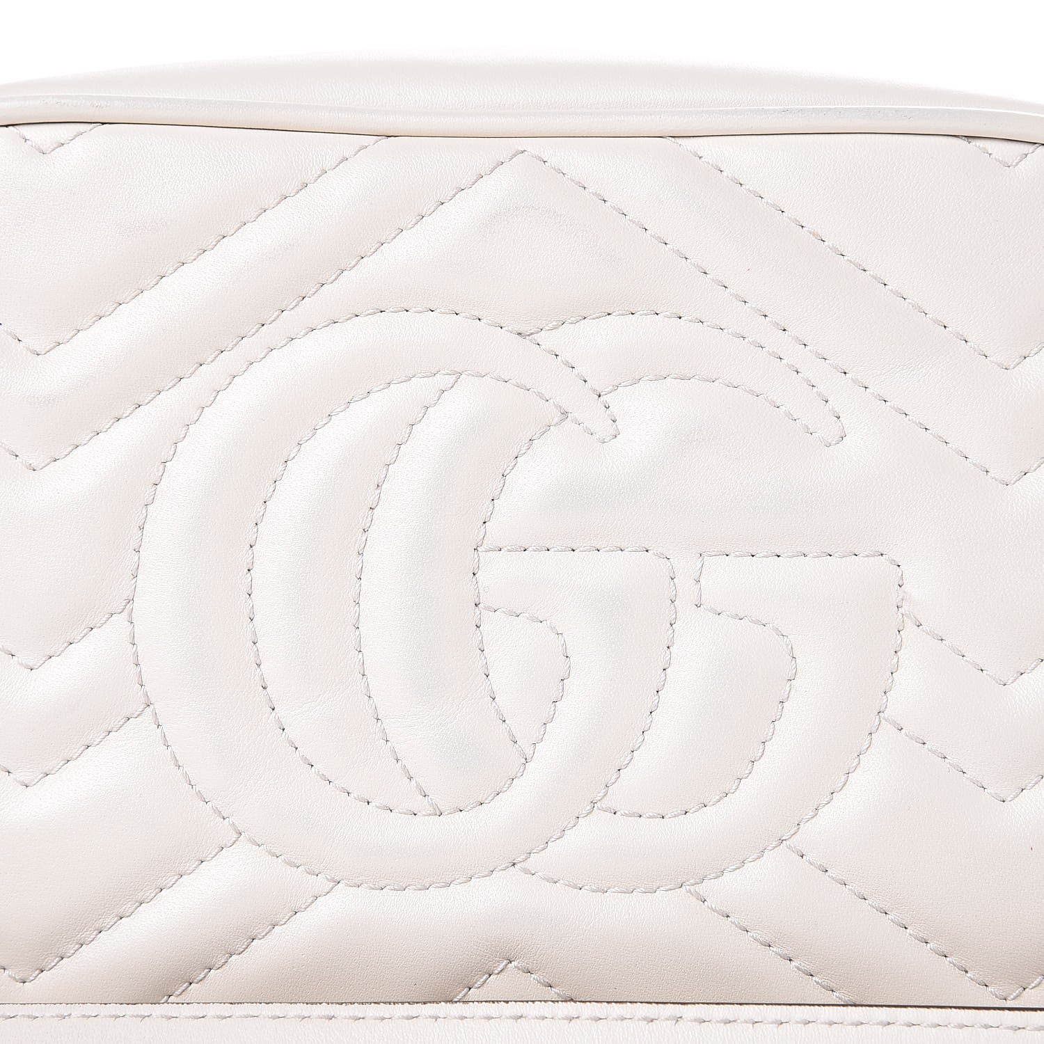 Gucci Calfskin Matelasse Mini GG Marmont Chain Shoulder Bag White 9 of 9