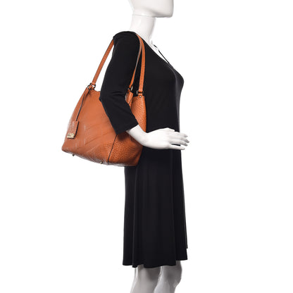 Burberry Signature Grain Calfskin Check Embossed Small Canterbury Tote Copper Orange 2 of 9