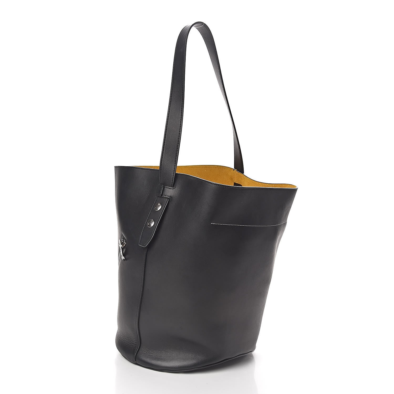 Celine Natural Calfskin Biker Bucket Shoulder Bag Black Sunflower 3 of 9