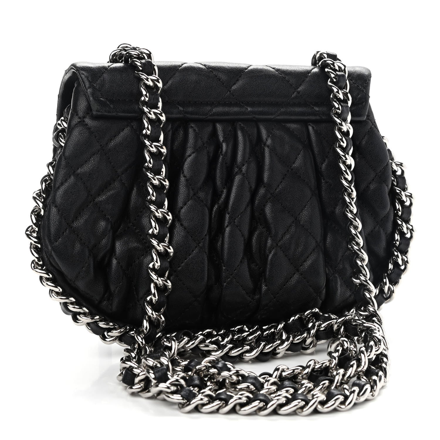 Chanel Washed Lambskin Quilted Mini Chain Around Flap Black 3 of 10