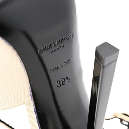 Saint Laurent Satin Calfskin Ines Slingback Pumps 38.5 Ivory Black 7 of 12