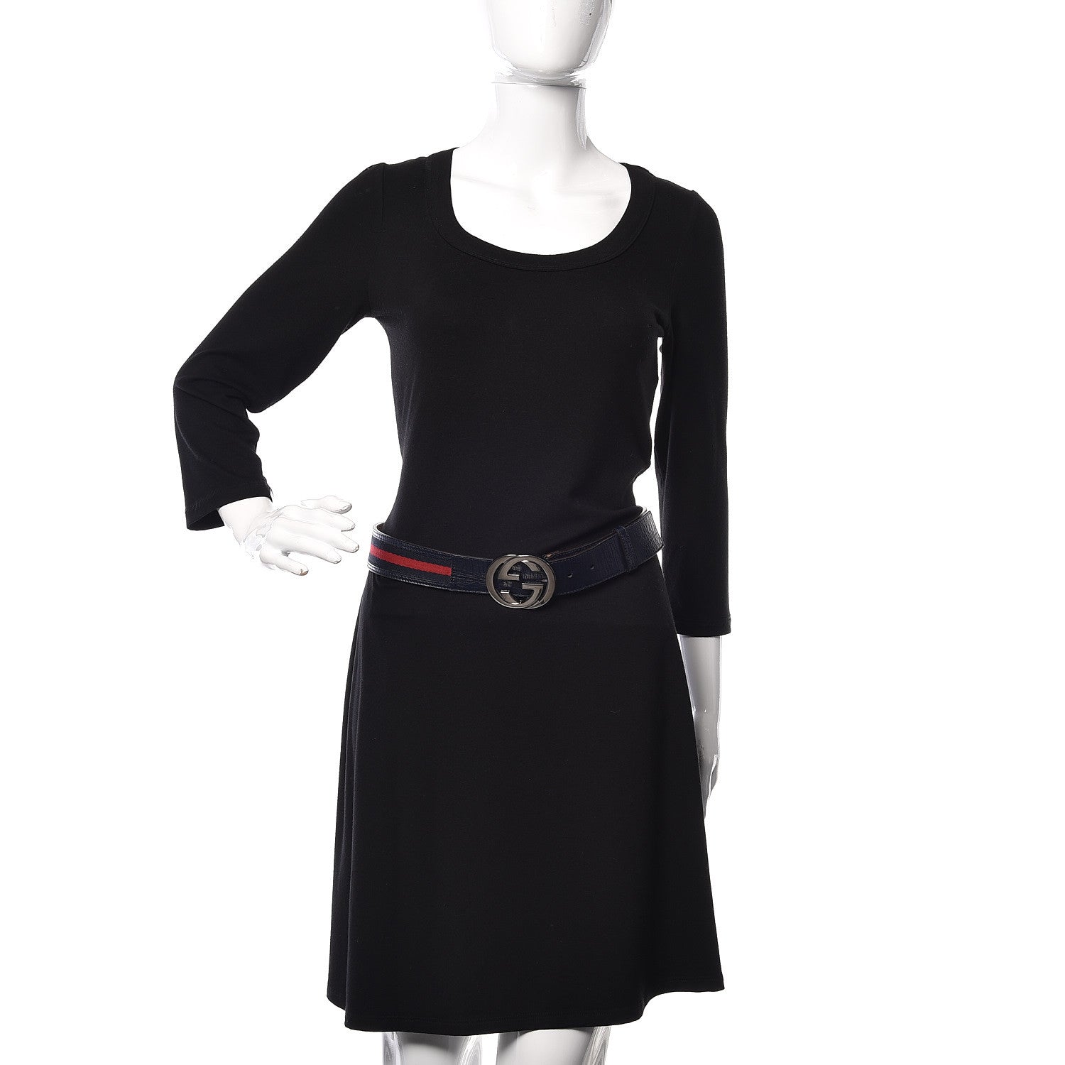 Gucci Calfskin Web Interlocking G Belt 95 38 Navy 2 of 13