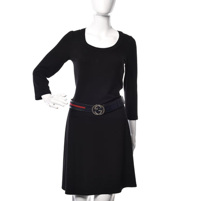 Gucci Calfskin Web Interlocking G Belt 95 38 Navy 2 of 13