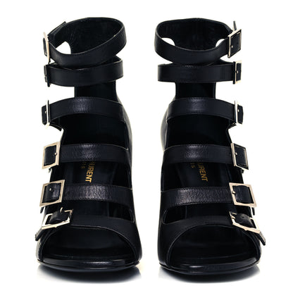 Saint Laurent Calfskin Babies 90 Multi Strap Sandal 37 Black 2 of 8