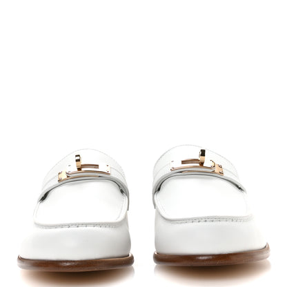 Hermes Calfskin Womens Destin Loafer 38 White 3 of 8