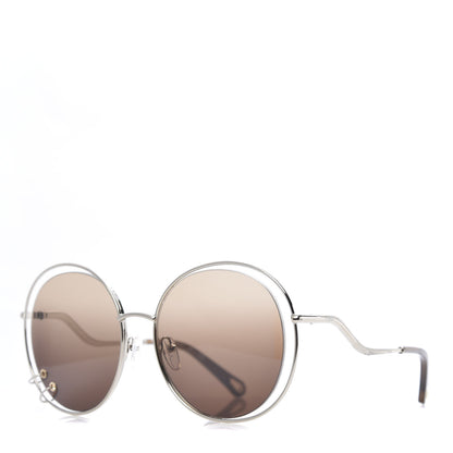 Chloe Oversize Round Sunglasses CE153S Silver Brown 1 of 7
