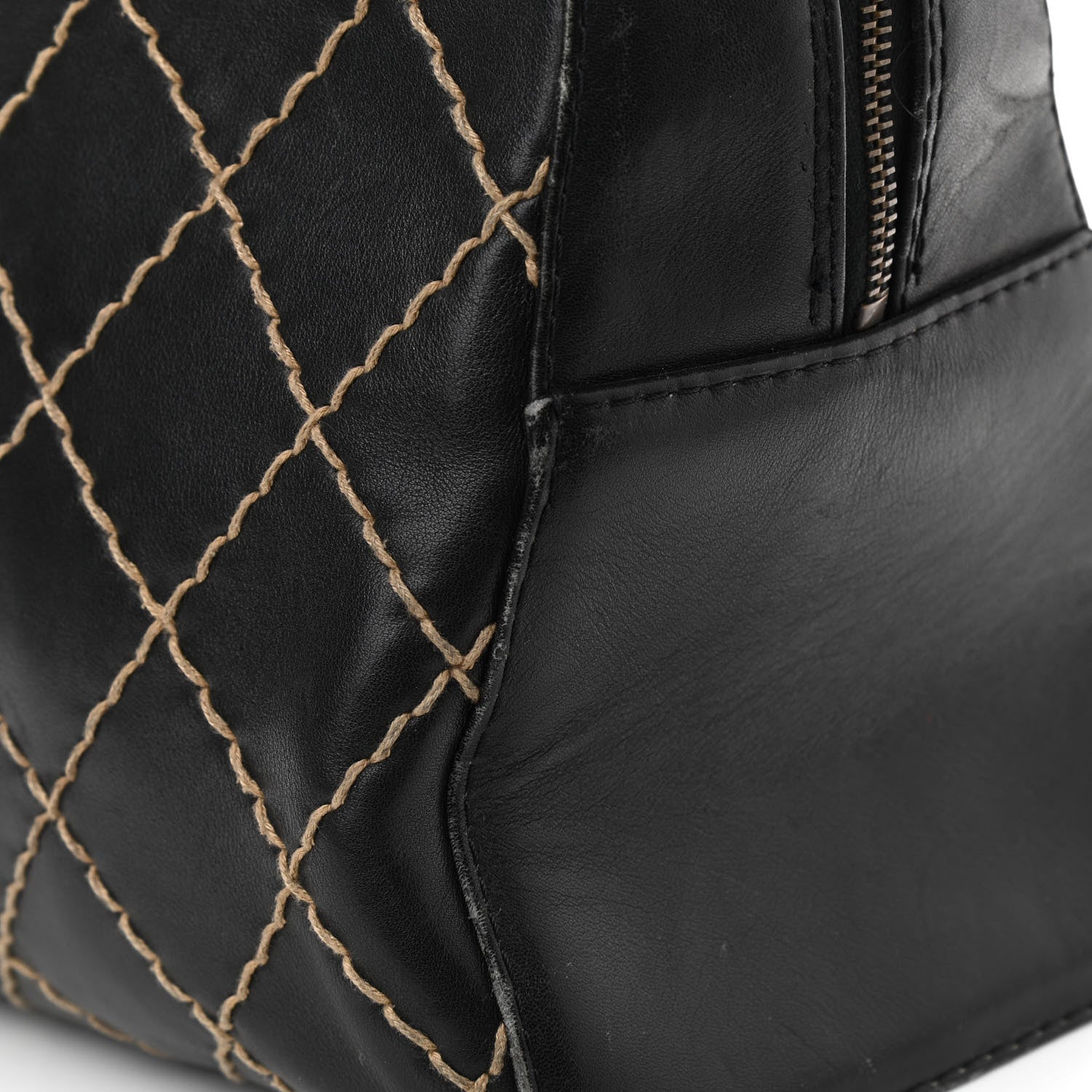 Chanel Calfskin Contrast Stitch Surpique Bowler Black 15 of 16
