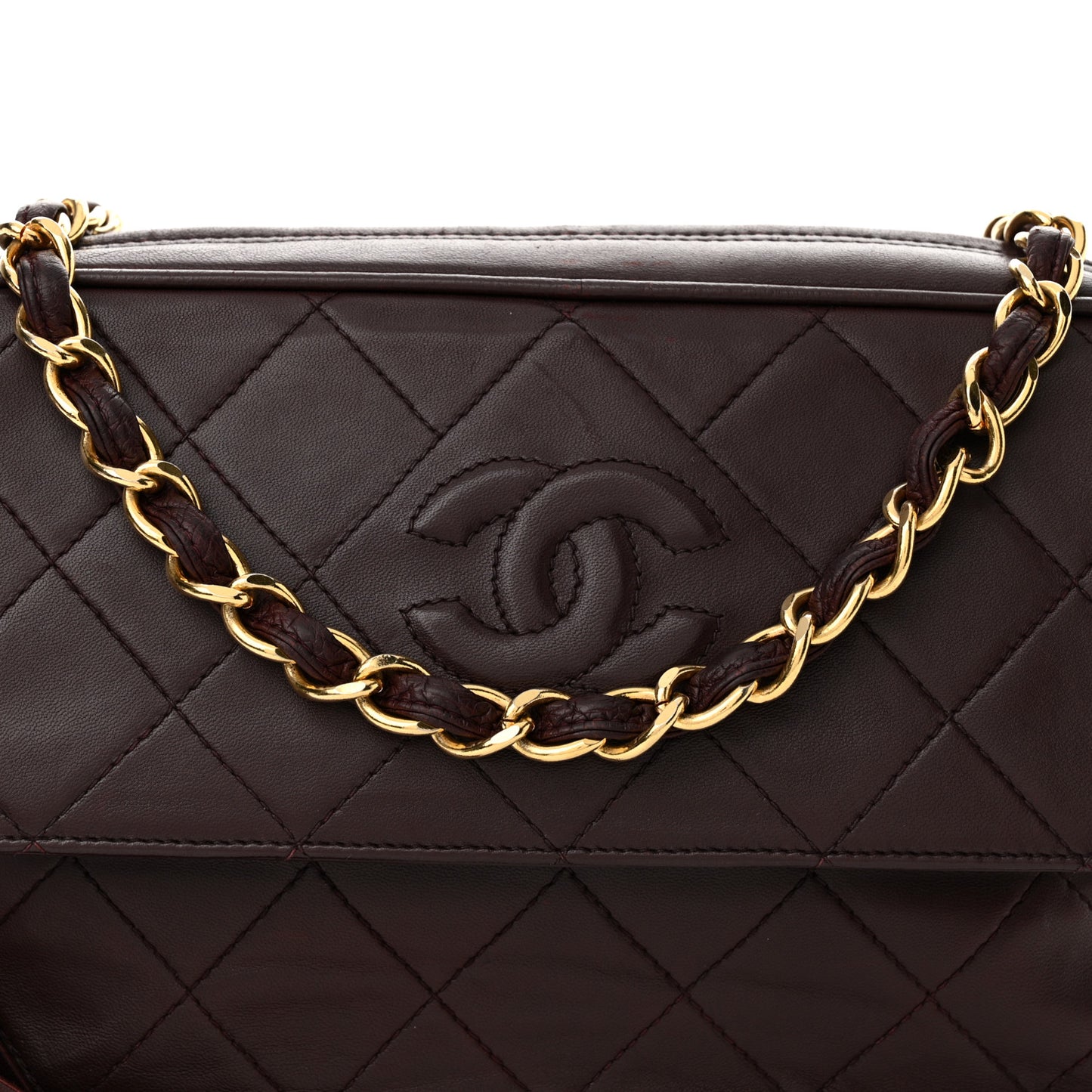 Lambskin Quilted Tassel CC Camera Case Burgundy