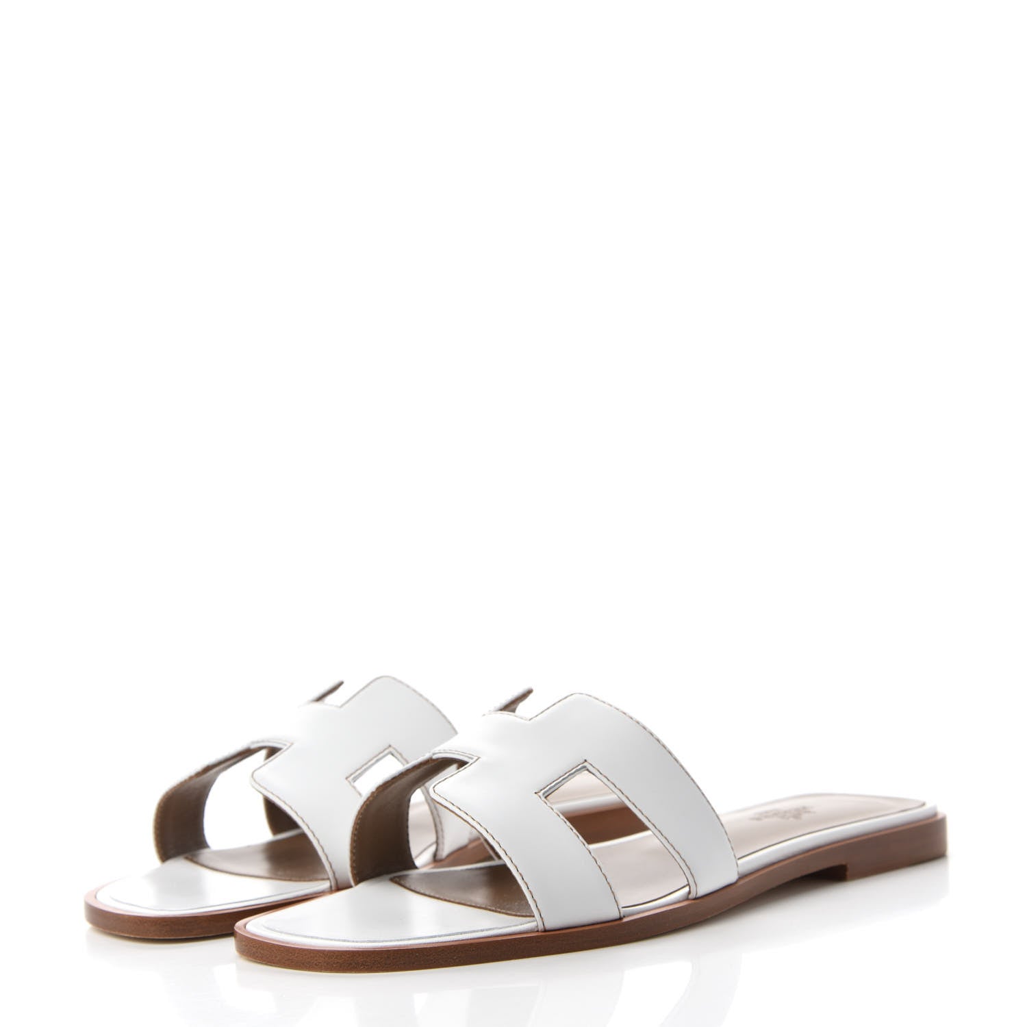 Hermes Box Calfskin Oran Sandals 38 White 3 of 9
