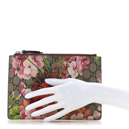 Gucci GG Supreme Monogram Blooms Small Zip Pouch Beige Multicolor Dry Rose 2 of 11
