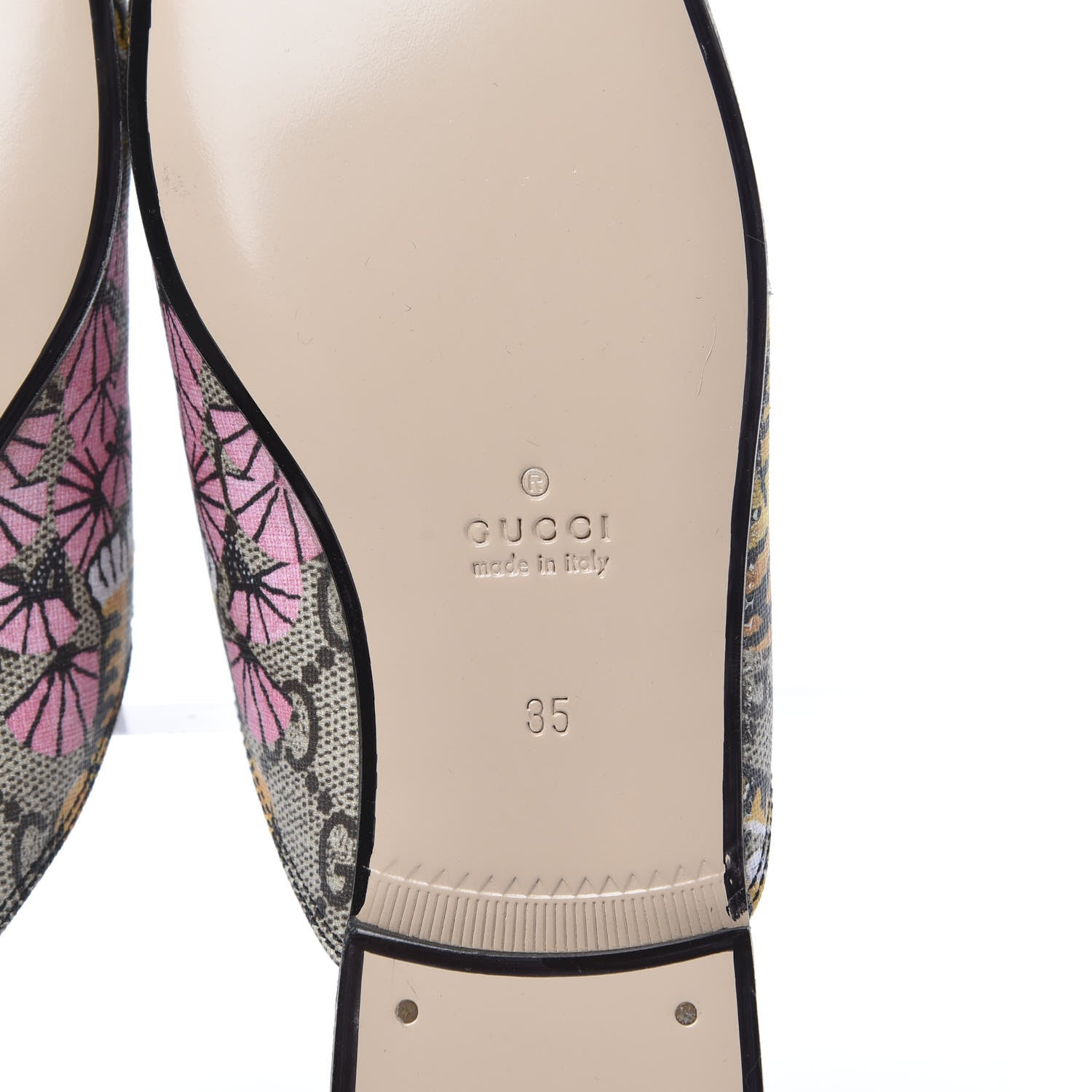 Gucci GG Supreme Monogram Bengal Womens Princetown Slippers 35 Beige Crop Pink 6 of 8