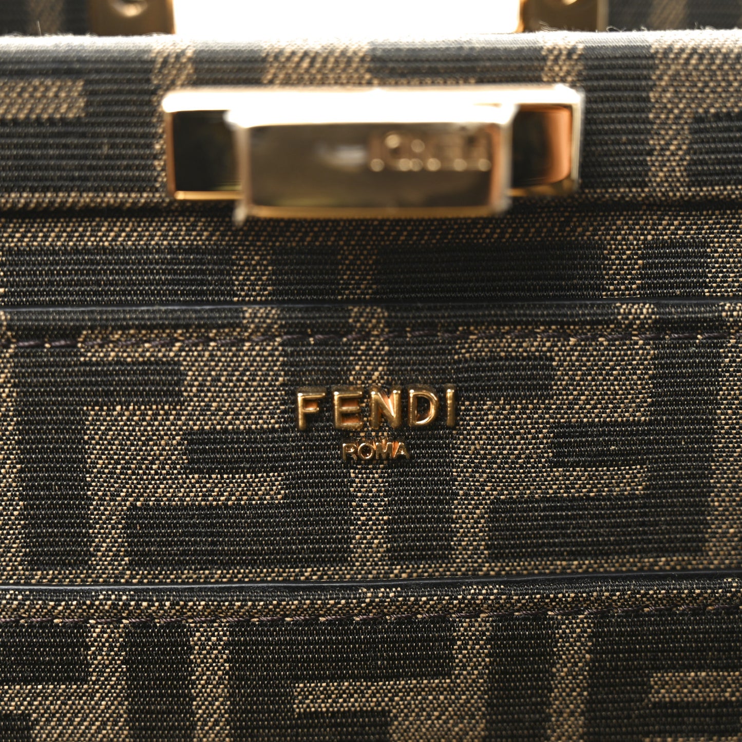 Fabric Jacquard Paillettes Vitello Seta FF 1974 Medium Peekaboo I SEE U Satchel Tobacco Moro