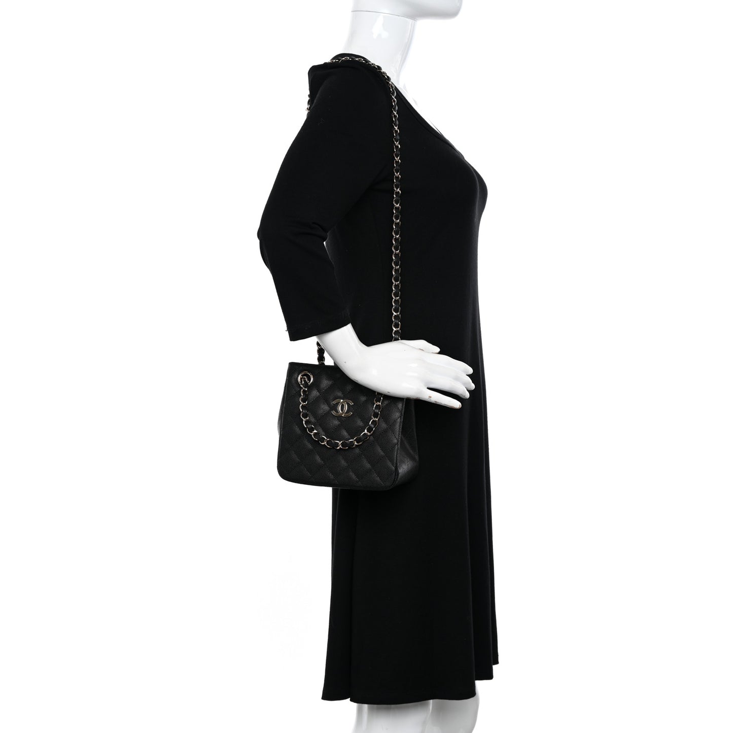 Caviar Quilted Mini Bucket Bag Black