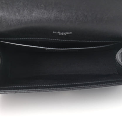 Saint Laurent Grain De Poudre Textured Mixed Matelasse Triquilt Medium Monogram Satchel Black 6 of 10