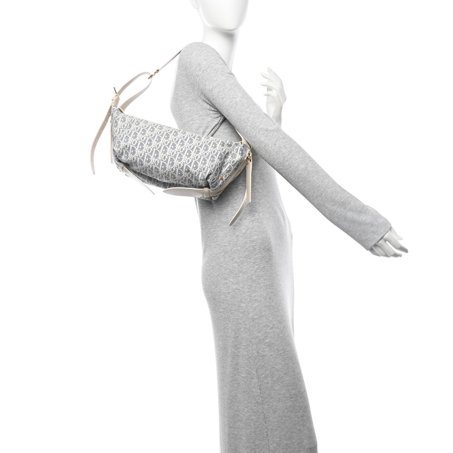 Christian Dior Oblique Chambray Raffia Effect Smooth Calfskin Small D-Journey Bag Blue Light Biscuit 2 of 11