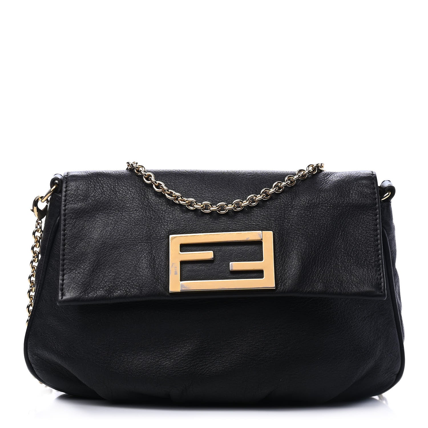 Fendi Vitello Flamingo Fendista Pouchette Crossbody Black 1 of 5