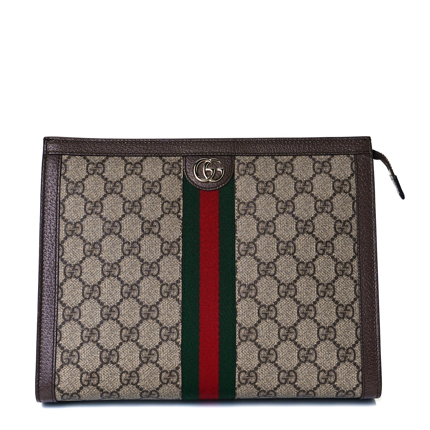 GG Supreme Monogram Web Ophidia Pouch Brown