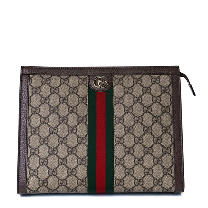 Gucci GG Supreme Monogram Web Ophidia Pouch Brown 1 of 7
