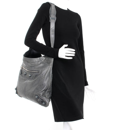 Balenciaga Agneau Giant Brogues Hardware Besace Hobo Storm 2 of 12