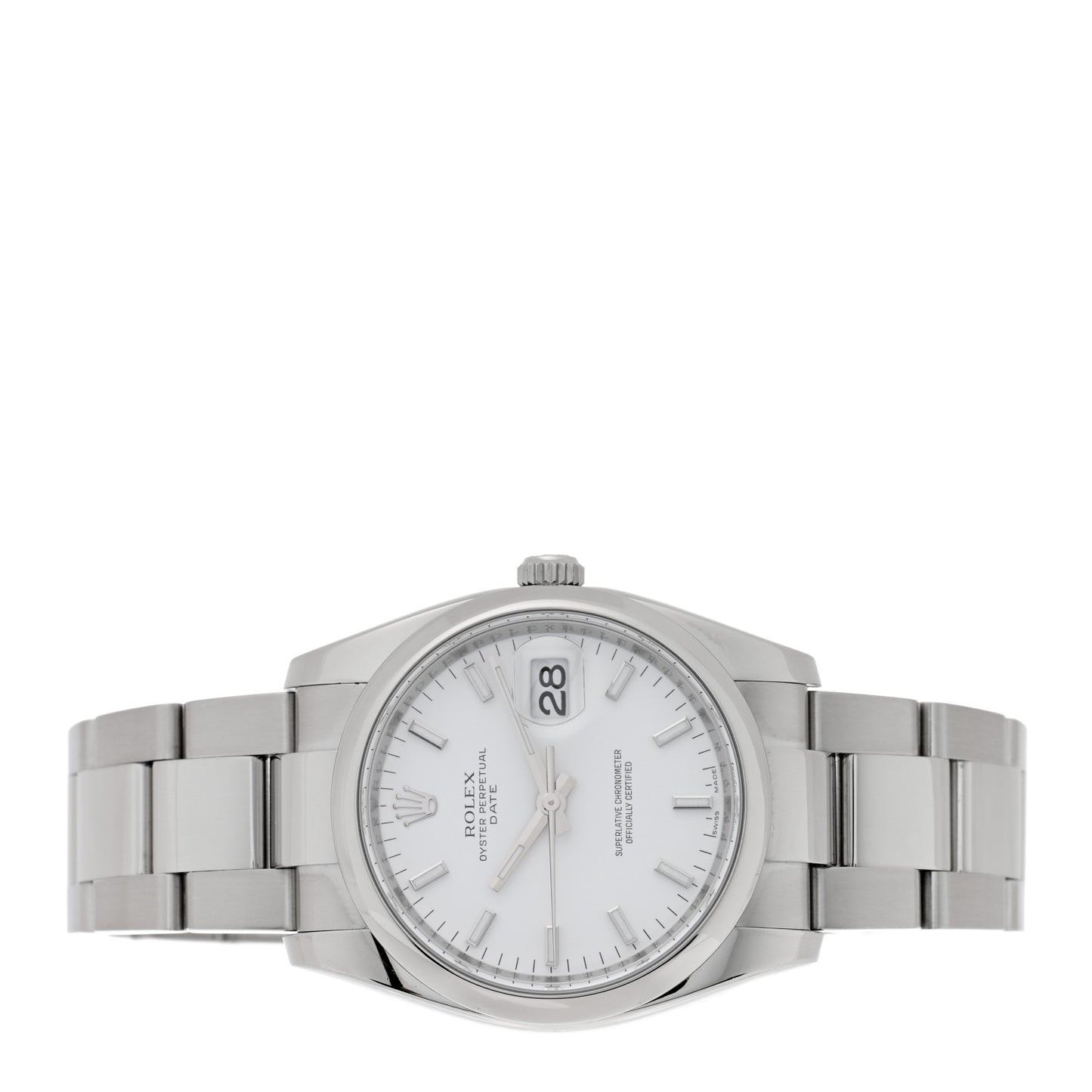 Stainless Steel 34mm Oyster Perpertual Date Watch White 115200