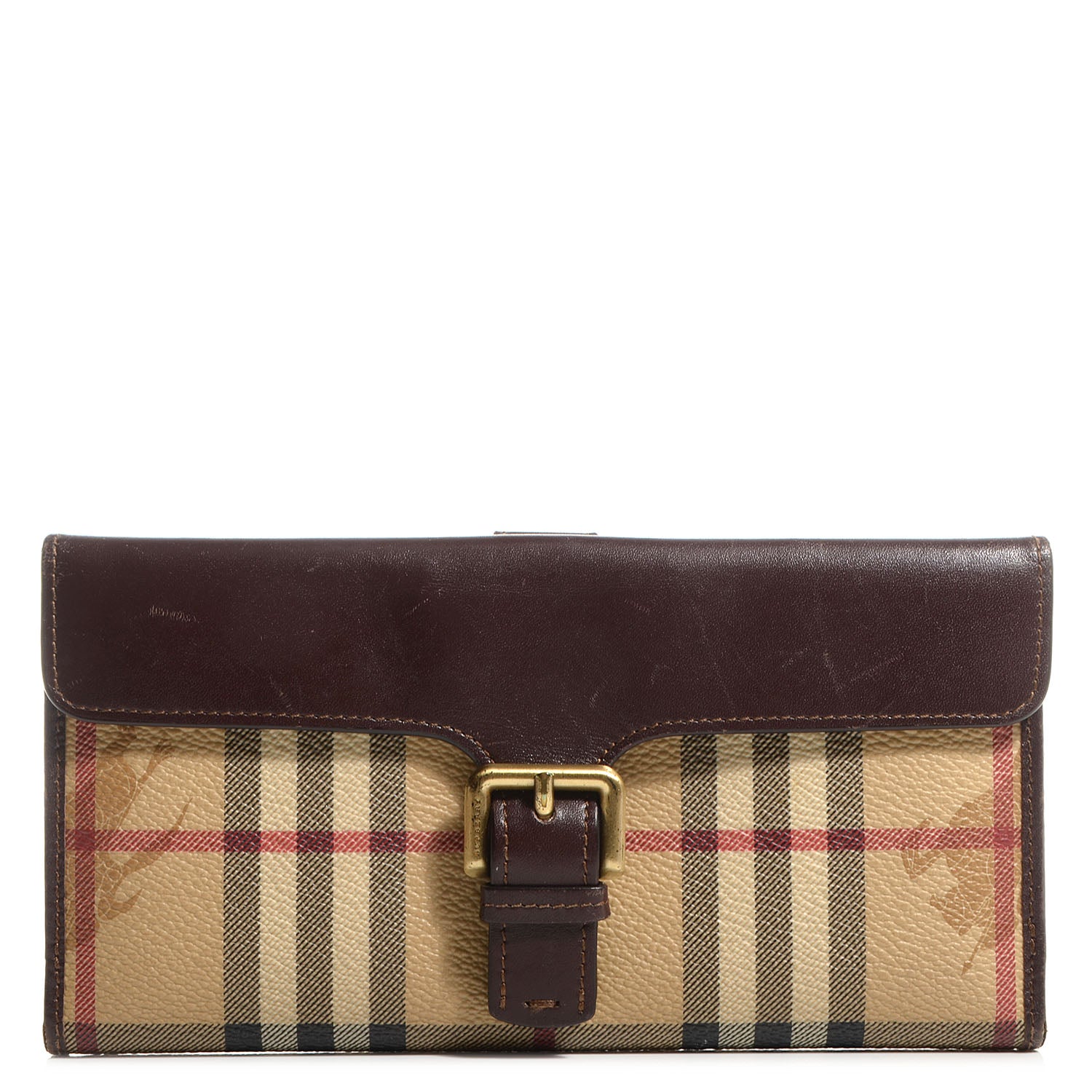 Burberry Haymarket Check Continental Wallet Brown 1 of 9