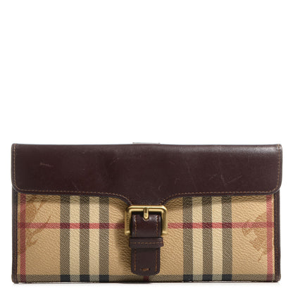 Burberry Haymarket Check Continental Wallet Brown 1 of 9