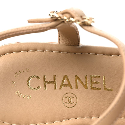 Chanel Lambskin Espadrille Braided Platform Sandals 38 Beige 7 of 9