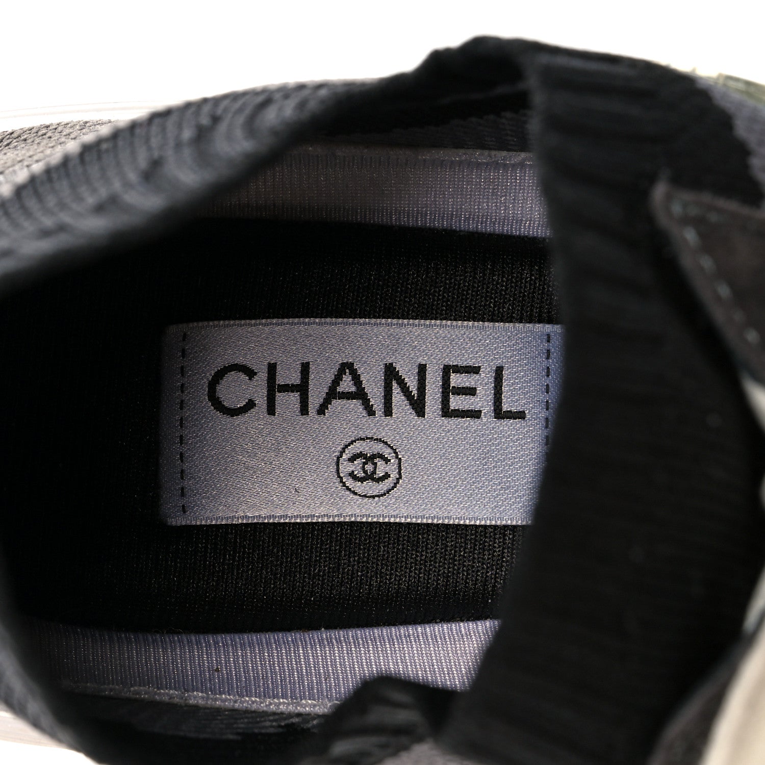 Chanel Fabric Suede Calfskin Stretch CC Sneakers 41 Black Grey 6 of 7