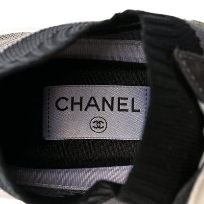 Chanel Fabric Suede Calfskin Stretch CC Sneakers 41 Black Grey 6 of 7