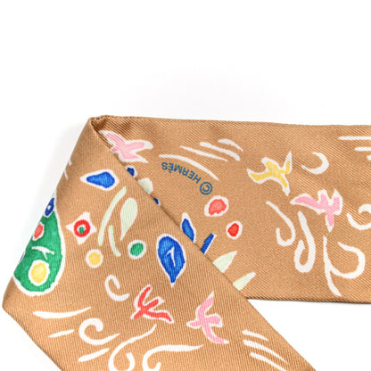 Hermes Silk Isola Di Primavera Twilly Camel Bleu Vif Fuchsia 3 of 4
