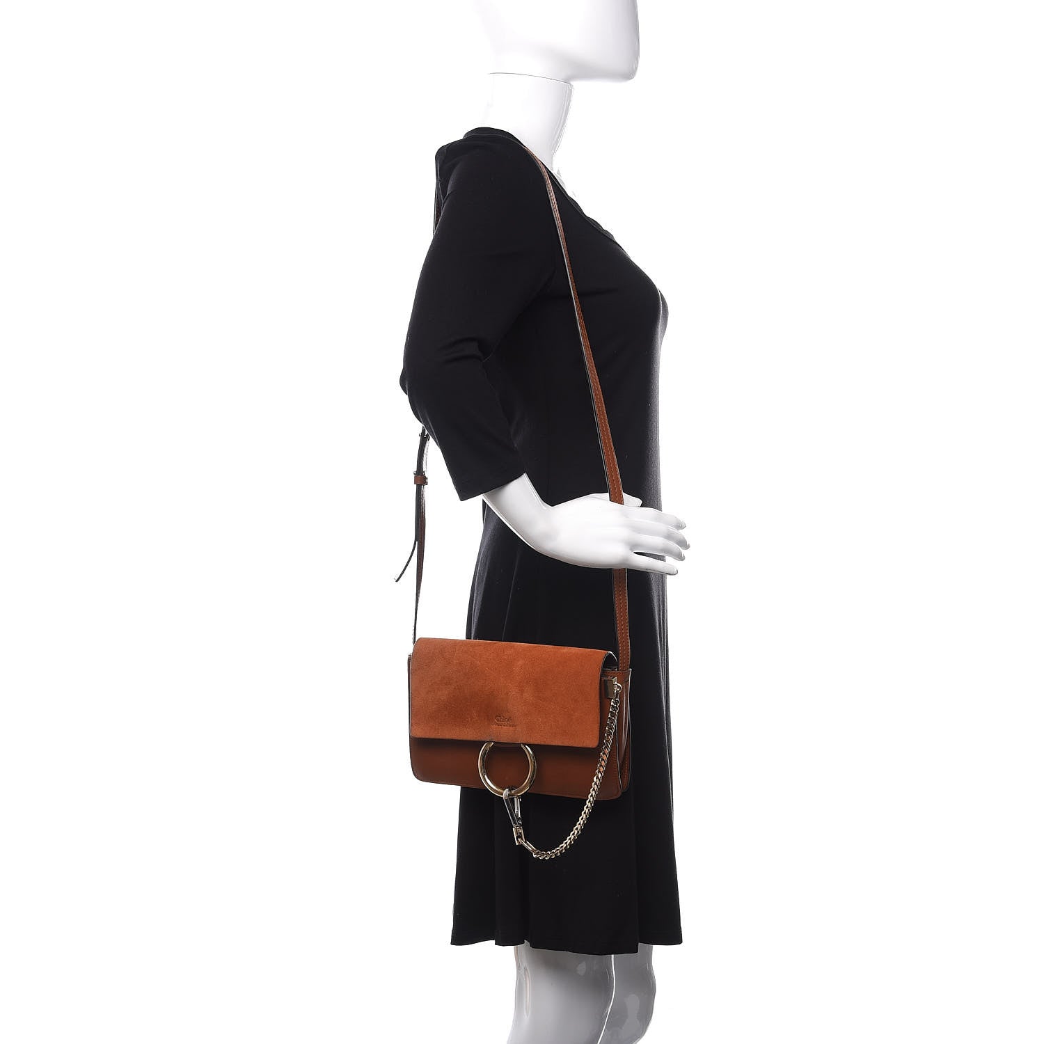 Chloe Suede Calfskin Small Faye Shoulder Bag Tobacco 2 of 11