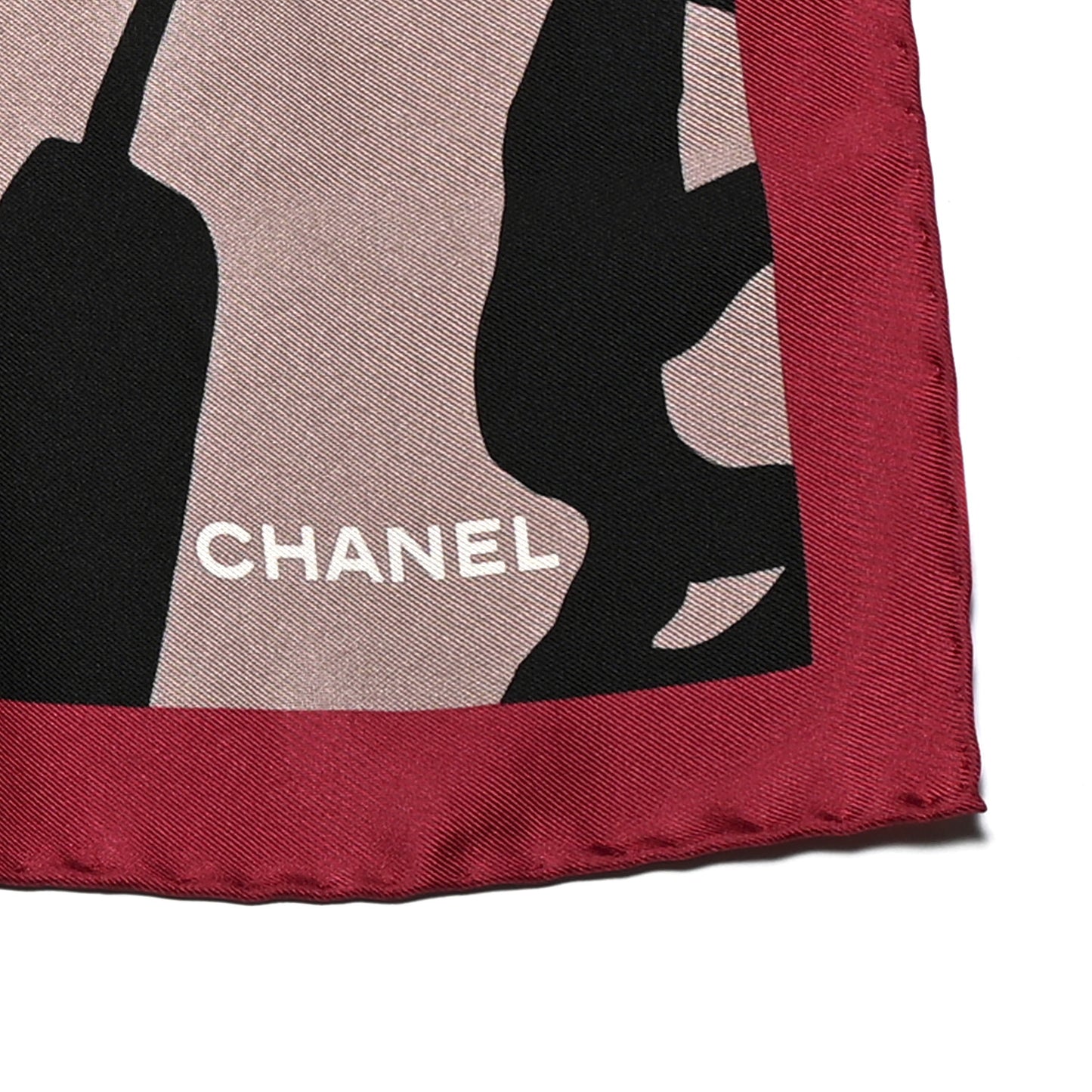 Silk CC Square Scarf Beige Black Dark Red