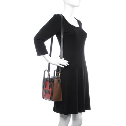 Celine Calfskin Bullhide Nano Tri-Color Luggage Bright Red 2 of 8