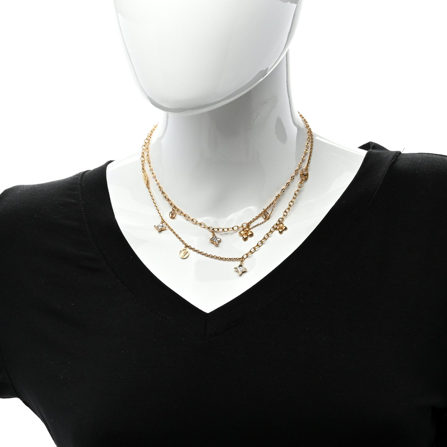 Metal Blooming Strass Necklace Gold