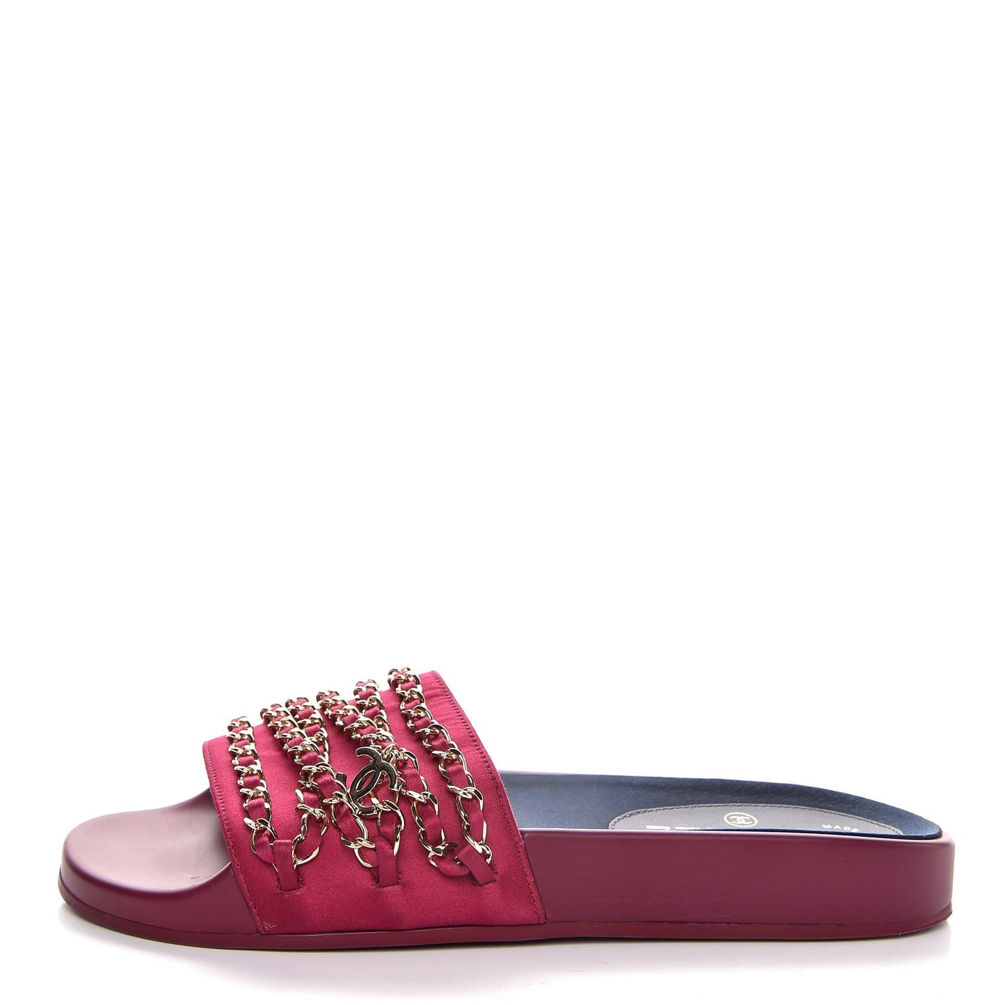 Satin Chain Flat Sandals 38 Dark Fuchsia
