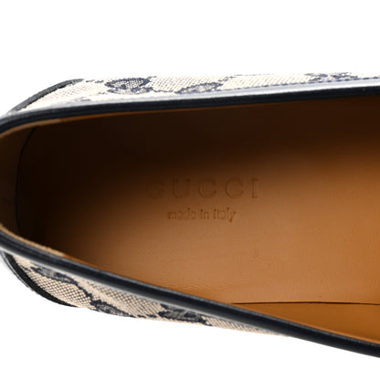Gucci Canvas GG Monogram Horsebit Calfskin Womens Horsebit Platform Loafers 37.5 Beige Blue 8 of 10