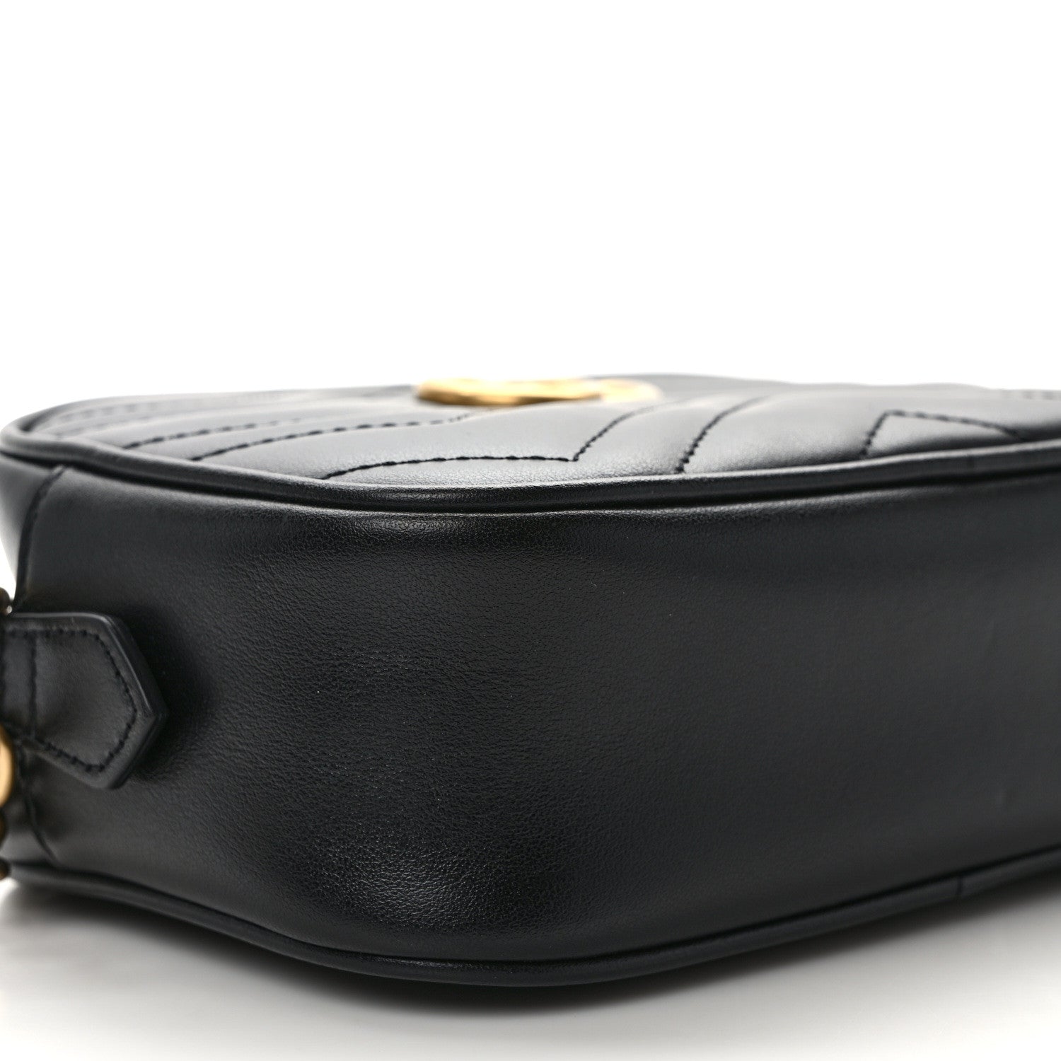 Gucci Calfskin Matelasse Mini GG Marmont Chain Shoulder Bag Black 9 of 12