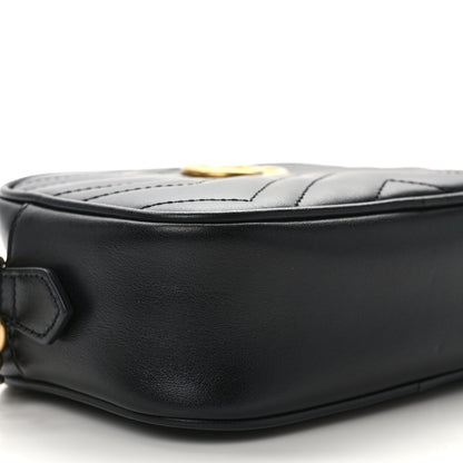 Gucci Calfskin Matelasse Mini GG Marmont Chain Shoulder Bag Black 9 of 12