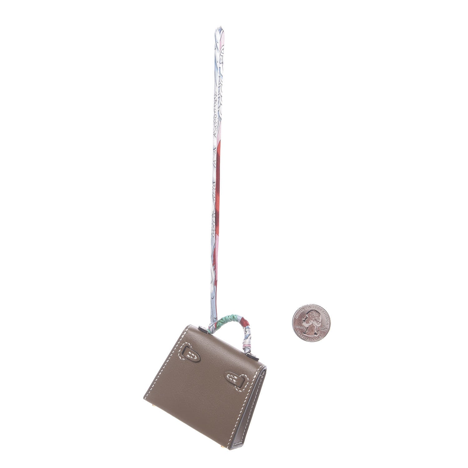 Hermes Tadelakt Mini Kelly Twilly Bag Charm Etoupe 2 of 6