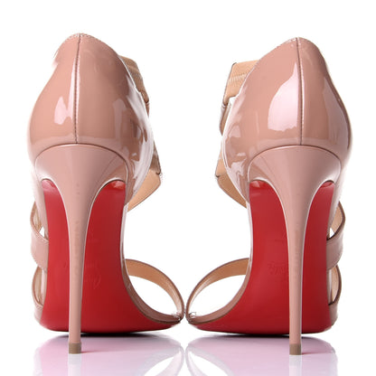 Christian Louboutin Patent World Copine 100 Sandals 37.5 Nude 3 of 4