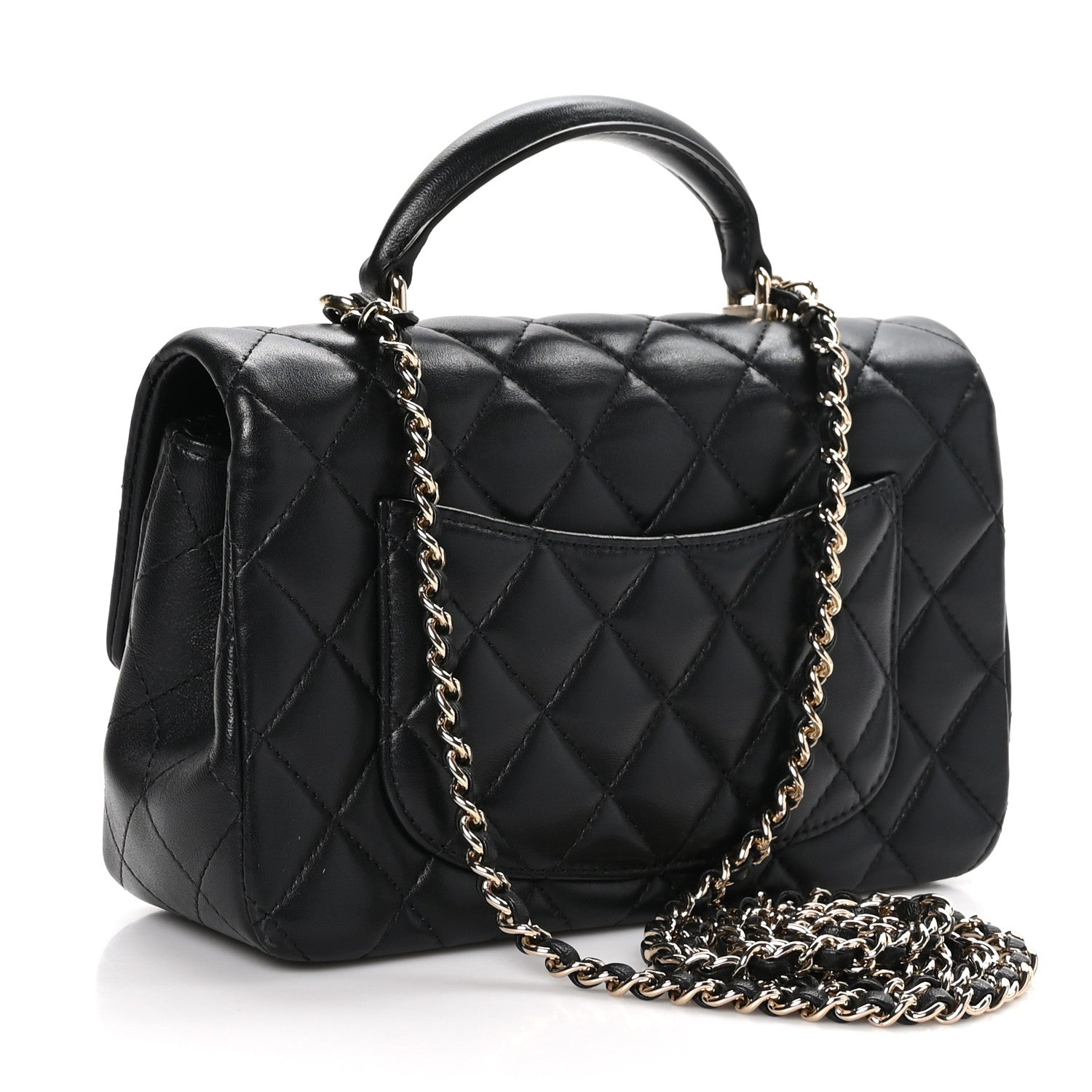 Chanel Lambskin Quilted Mini Top Handle Rectangular Flap Black 3 of 11