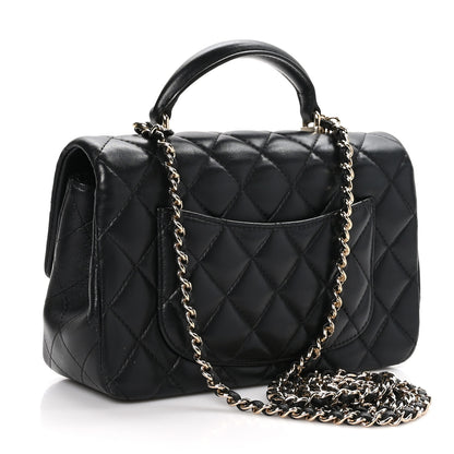Chanel Lambskin Quilted Mini Top Handle Rectangular Flap Black 3 of 11
